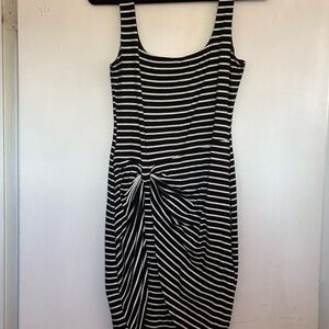 Guess Black & White Striped Knot-Front Women's Dress